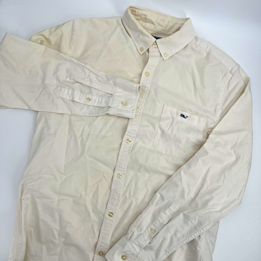Mens White Vineyard Vines Slim Fit Tucker Button Down Logo on pocket sz M